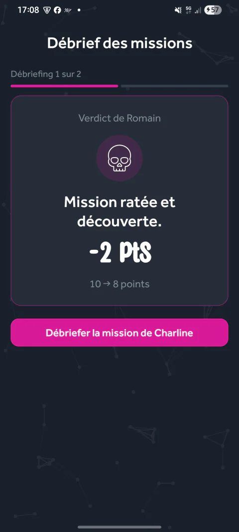 Verdict d’une mission secrète ratée et découverte avec retrait de deux points dans WillYouDare
